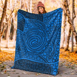 Turtle Premium Blanket Aboriginal Blue Style