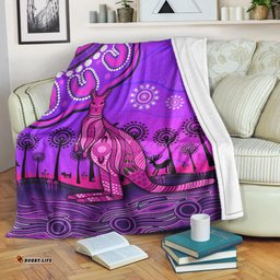 Aboriginal Art Kangaroo Premium Blanket Indigenous Unique Vibes Purple