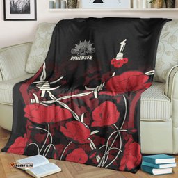 vibehoodie blanket custom anzac day camouflage poppy barbed wire premium blanket