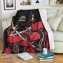 vibehoodie blanket custom anzac day camouflage poppy barbed wire premium blanket