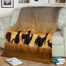 Premium Blanket Kangaroo Blanket Family Sunset Painting Ver02A