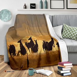 Premium Blanket Kangaroo Blanket Family Sunset Painting Ver02A