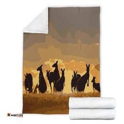 Premium Blanket Kangaroo Blanket Family Sunset Painting Ver02A