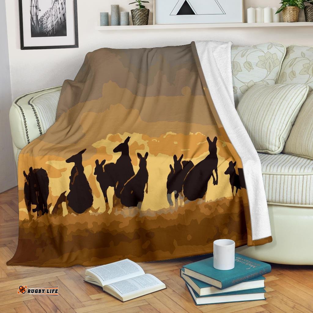 Premium Blanket Kangaroo Blanket Family Sunset Painting Ver02A