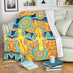 Australia Animals Platypus Aboriginal Blanket - Yellow Platypus With Aboriginal Art Dot Painting Patterns Inspired Blanket