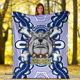 Canterbury-Bankstown Bulldogs Custom Blanket - Indigenous Mighty Super Berries Tribal Footprints