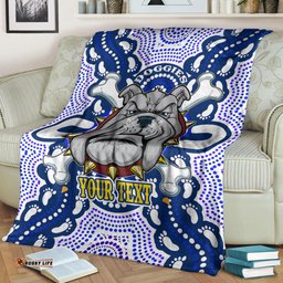 Canterbury-Bankstown Bulldogs Custom Blanket - Indigenous Mighty Super Berries Tribal Footprints