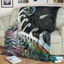 new zealand rugby maori premium blanket silver fern koru vibes paua shell