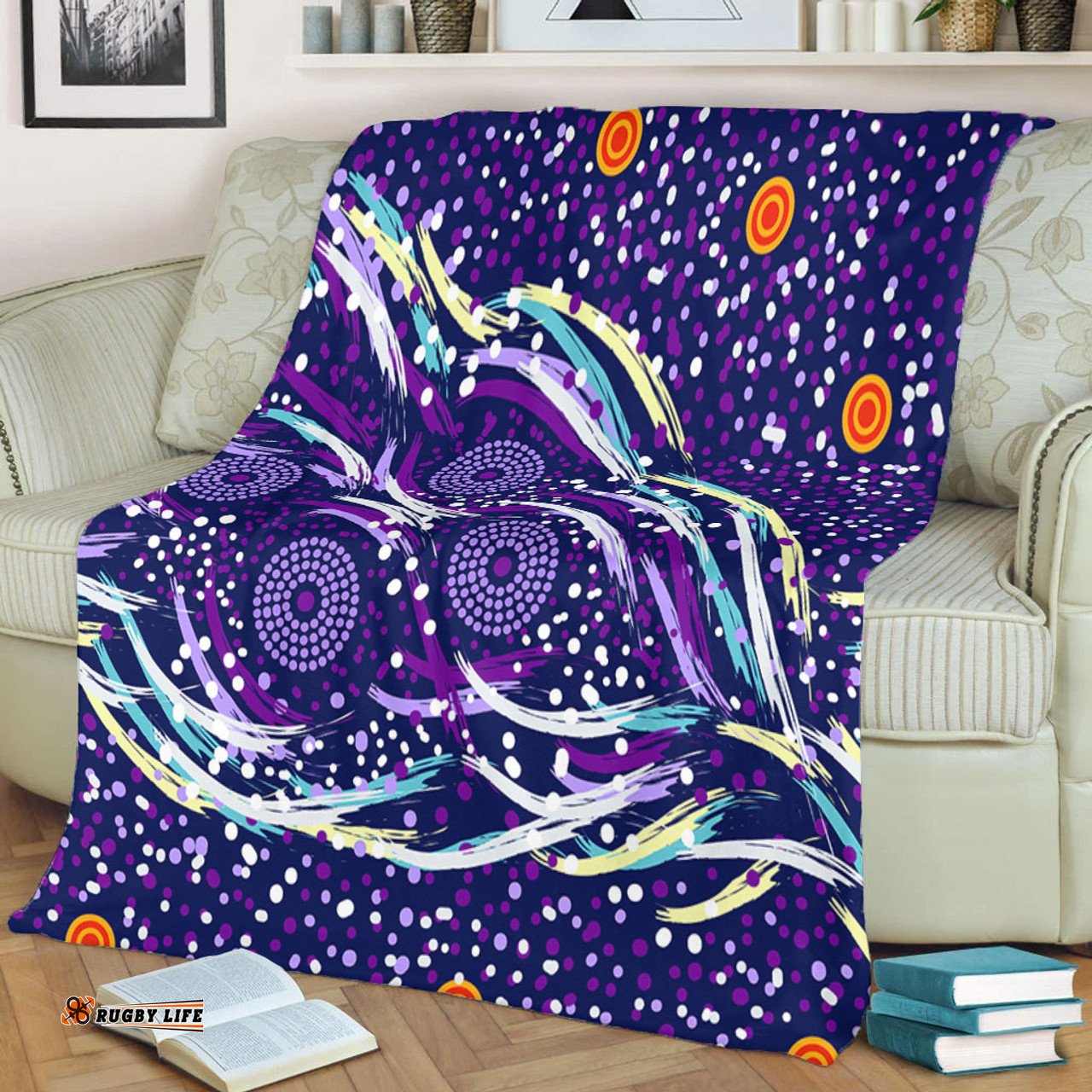 Australia Aboriginal Blanket - Purple Dot Dreamtime Blanket