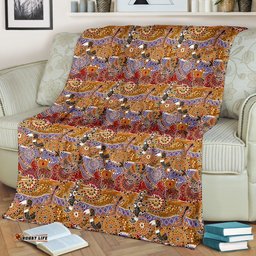 Premium Blanket Aboriginal Patterns Blanket Australian Animals