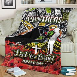 Panthers Premium Blanket ANZAC Day Poppy Flowers With Aboriginal