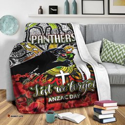 Panthers Premium Blanket ANZAC Day Poppy Flowers With Aboriginal