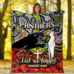 Panthers Premium Blanket ANZAC Day Poppy Flowers With Aboriginal