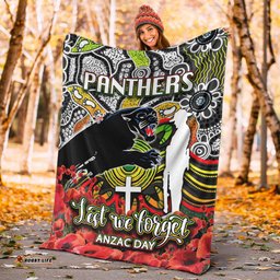 Panthers Premium Blanket ANZAC Day Poppy Flowers With Aboriginal
