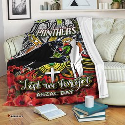 Panthers Premium Blanket ANZAC Day Poppy Flowers With Aboriginal