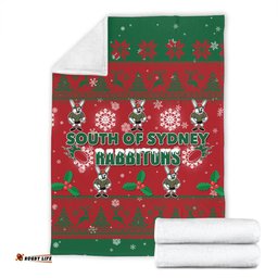 South Sydney Rabbitohs Blanket - South Sydney Rabbitohs Special Ugly Christmas Blanket