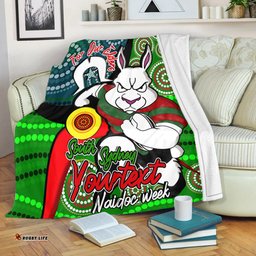 South Sydney Rabbitohs Custom Blanket - Rabbitohs Bunnies Naidoc Week For Our Elders With Dot Bunnies Sport Style Blanket