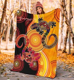 aboriginal personalised premium blanket couple aboriginal lizards