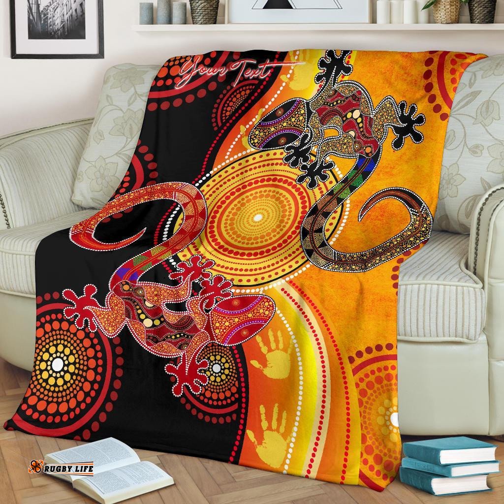 aboriginal personalised premium blanket couple aboriginal lizards