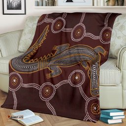 Aboriginal Premium Blanket Indigenous Crocodile Brown Color
