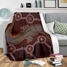 Aboriginal Premium Blanket Indigenous Crocodile Brown Color