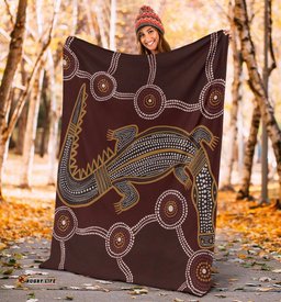 Aboriginal Premium Blanket Indigenous Crocodile Brown Color