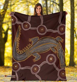 Aboriginal Premium Blanket Indigenous Crocodile Brown Color