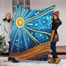 Australia Dreaming Aboriginal Blanket - Aboriginal Culture Indigenous Dot Painting Inspired Blanket
