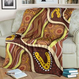 Australia Aboriginal Inspired Blanket - Indigenous Art Aboriginal Inspired Dot Painting Style 5
