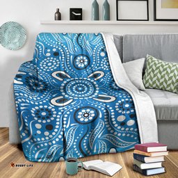 Australia Aboriginal Inspired Blanket - Aboriginal Indigenous Dot Art Blue Color