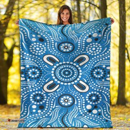 Australia Aboriginal Inspired Blanket - Aboriginal Indigenous Dot Art Blue Color