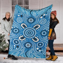 Australia Aboriginal Inspired Blanket - Aboriginal Indigenous Dot Art Blue Color