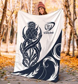 Scottish Rugby Premium Blanket Thistle Vibes White