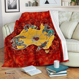 Aboriginal Premium Blanket Australia Map Hand Patterns Spider Web