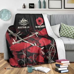 ANZAC Premium Blanket ANZAC with Remembrance Poppy Flower