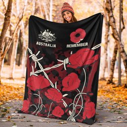 ANZAC Premium Blanket ANZAC with Remembrance Poppy Flower