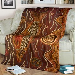 Australia Aboriginal Inspired Blanket - Fish Aboriginal Dot Artwork