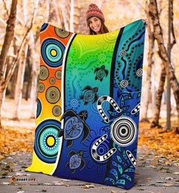 Aboriginal Premium Blanket Indigenous Turtle Dot Painting Art