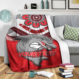 custom personalised dolphins rugby premium blanket redcliffe come back stronger