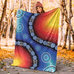 Amazing Aussie Australia Aboriginal Inspired Color Dot Painting Blanket