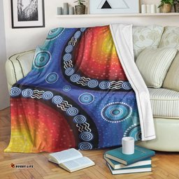 Amazing Aussie Australia Aboriginal Inspired Color Dot Painting Blanket
