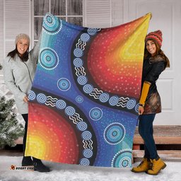Amazing Aussie Australia Aboriginal Inspired Color Dot Painting Blanket