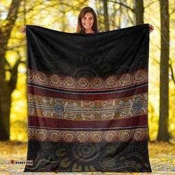 Amazing Aussie Australia Aboriginal Inspired Dot Panting Art Horizontal Lines Blanket