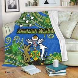 Amazing Aussie Australia South Sea Islanders Solomon Islands Symbol In Polynesian Patterns With Tropical Flowers Style Blanket