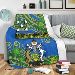 Amazing Aussie Australia South Sea Islanders Solomon Islands Symbol In Polynesian Patterns With Tropical Flowers Style Blanket
