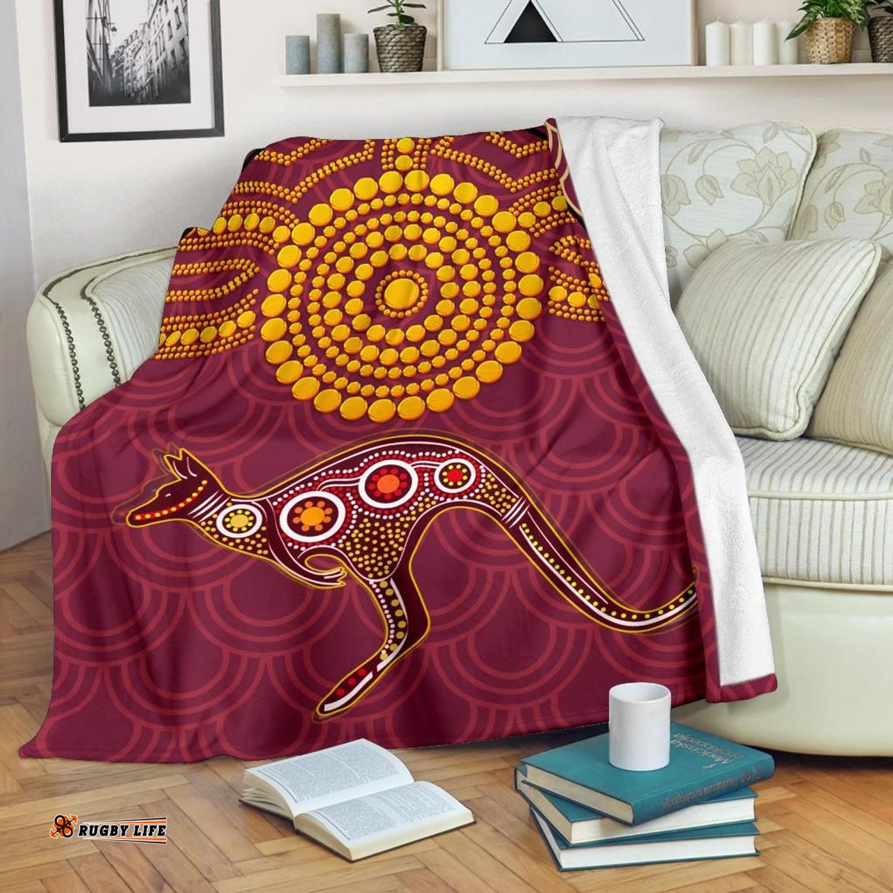 Amazing Aussie Australia Aboriginal Inspired Aboriginal Inspired Kangaroo Blanket