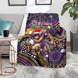 Merry Christmas Storm Blanket Aboriginal Santa Rugby Mascot Melbourne