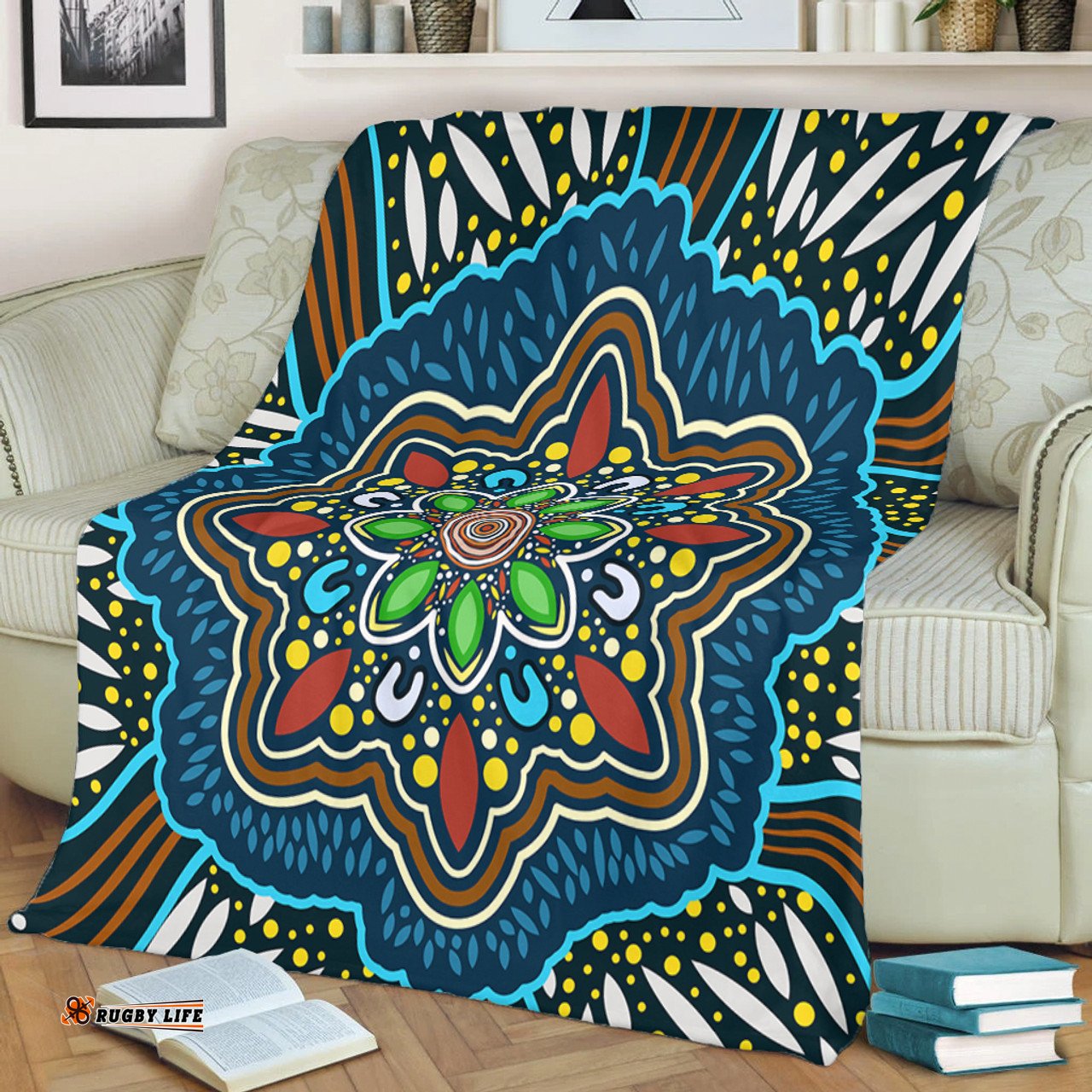 Australia Premium Blanket Aboriginal Big Flowers In Dot Painting Inspired