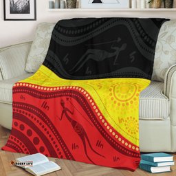 Amazing Aussie Australia Aboriginal Flag Colors In A Dot Art Painting Blanket