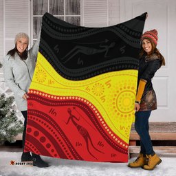 Amazing Aussie Australia Aboriginal Flag Colors In A Dot Art Painting Blanket